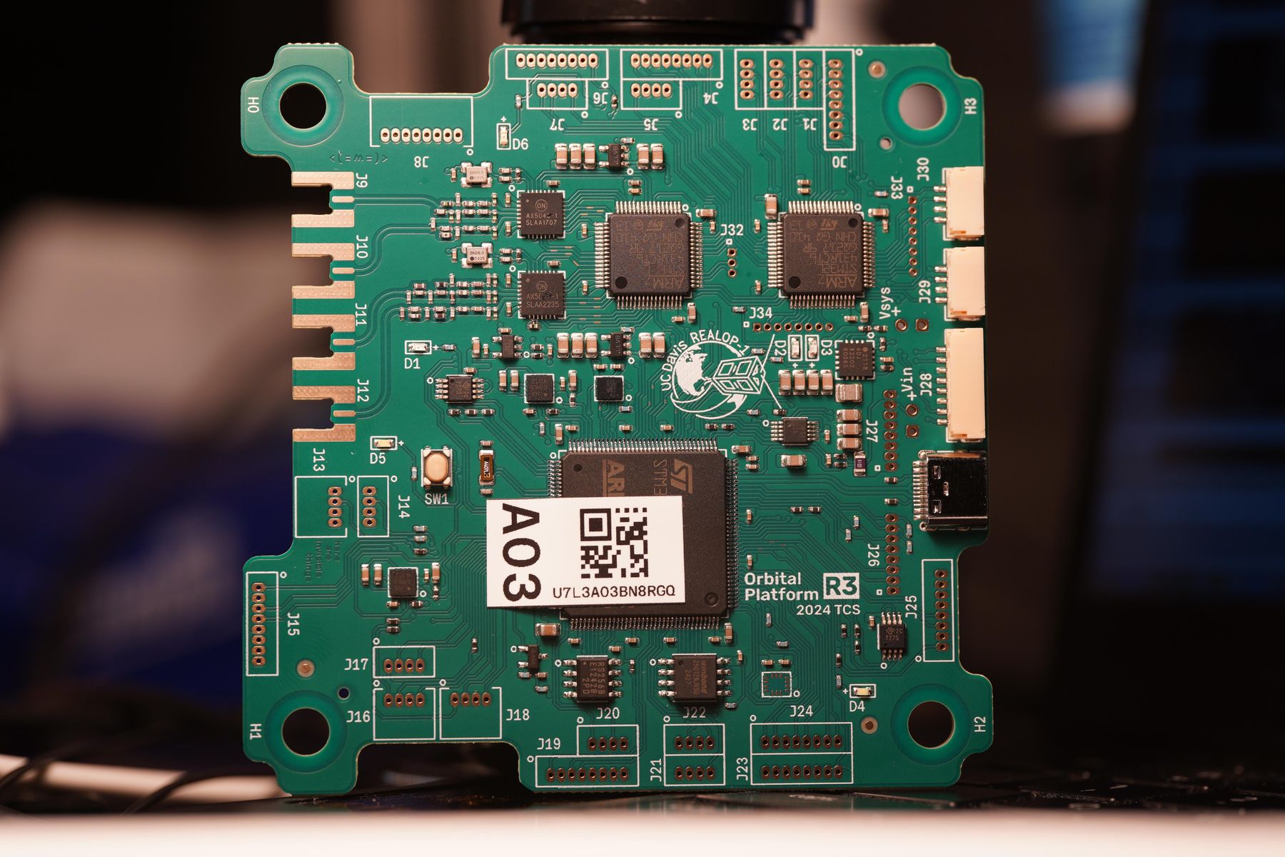 Orbital Platform R3 flight board, serial A03, with UC Davis REALOP-1 silkscreen